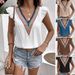 Women's Clothing Lace Shirt V Neck Lotus Leaf Sleeve Pullover Loose Casual Shirt_ecoleips.com