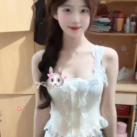 American-style Knitted Camisole Women's Clothing, New Summer Collection, Pure And Alluring Style, Ruffled Lace Splicing,_ecoleips.com