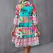 Women's Clothing New Pleated Sleeves Printed Trumpet Sleeves Ruffled Hem_ecoleips.com