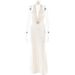 Women Glamorous Floor‑Length Dress With Solid Tone, Deep Plunging V‑Neck, Halter Tie‑Up Straps & Open‑Back Detail_ecoleips.com