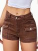 K New Denim Stretch Women's Multi Pocket Denim Shorts_ecoleips.com