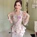 Women's Clothing Spring Long Sleeve Floral Print Top Set Sweet And Elegant Style For Women Long Sleeve For Formal & Casual For Women_ecoleips.com