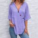 Women's Clothing Women's Shirt Tops V Neck Solid Color Linen Fabric Shirt_ecoleips.com