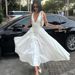 Elegant Deep V Neck Hollow Out Halter Maxi Dress With Flowy Hemline, Sexy Women's Casual Party Dress_ecoleips.com