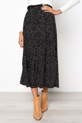 Women's Long Midi Skirt Polka Dot Sweet European And American Style Pocket Pleated Step into 2024 Trendy_ecoleips.com