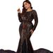 Elegant plus Size Women's Dress Long Sleeve round Neck Slim Fit Fishtail Skirt Bridesmaid Banquet Toast Evening Gown_ecoleips.com