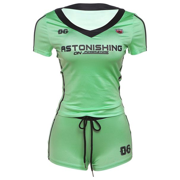 Summer Women's Clothing V Neck Short Sleeve Tights Suit Street Fashion Digital Print New Creative_ecoleips.com