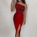 Women's Clothing Red Sequin Tube Top Sexy Sleeveless Fashion One Piece Temperament Mid Length Evening Dress_ecoleips.com