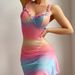 Aria Basics European And American Cross-Border Platform Sexy Women's Clothing Rainbow Pleated Slim Pure Desire Strap Bodycon Long_ecoleips.com