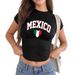 Designer Women's Slim Fit T-Shirt Round Neck Mexican Print Y2K Style European And American Pure Sexy_ecoleips.com