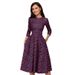 A-word Tutu Skirt, Retro Small Floral Seven-quarter Sleeve Crew Neck Dress Women's Clothing_ecoleips.com
