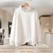 Mid-to-high-end Korean-style Versatile Loose-fitting Solid Color High-neck Long-sleeve Cotton Sweatshirt Women,_ecoleips.com