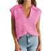 K Women's New V-neck Sweater; Casual Striped Cardigan_ecoleips.com