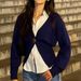 Diyun European And American Casual Simple Style Deep V High-End T-Shirt Sweater Women's Fashion 2025 Autumn_ecoleips.com