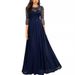 Splicing Dress, Crew Neck Lace Dress Evening Dress_ecoleips.com