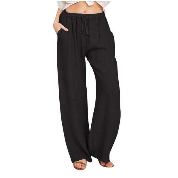 Suitable For All Seasons 2024 Plus Size Women's Loose Linen Casual Wide-Leg Pants_ecoleips.com