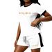 Women's Color Block Letter Print Tee Korean Inspired Slim Fit Summer Style Top_ecoleips.com