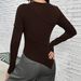 Voya Women's Slim Fit Long Sleeved T-shirt, Asymmetrical Round Neck Solid Color Knitted Sweater Top_ecoleips.com