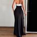 AD254 Summer Fashionable And Sexy Color-Block Off-Shoulder Slim-Fit High-Slit Dress_ecoleips.com