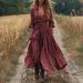 Women's Retro Western Style Long Cotton Linen Dress Casual Long Sleeved Fashionable European American Design_ecoleips.com