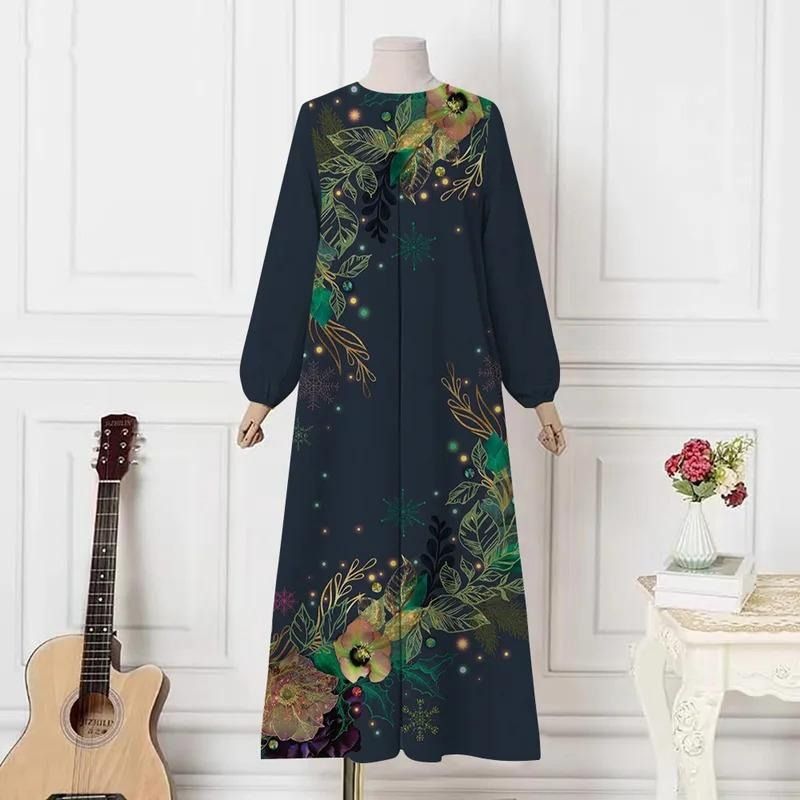 Modest Abaya Dress Bohemian Maxi Dress – Oversized Flare Sleeveless Ethnic Print Dress For Women_ecoleips.com