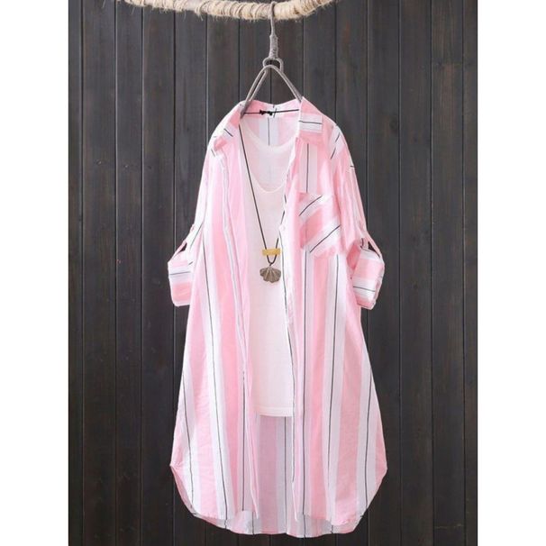 Women's Mid-Length Shirt, Korean-Style Loose-Fitting Fashion Jacket, Air-Conditioned Shirt, Women's Top, Blouse_ecoleips.com