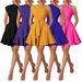 Women's One Shoulder Asymmetrical Neck Slim Waist Dress Solid Color Short Skirt Fashion_ecoleips.com