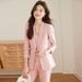Sophisticated Pink Three Piece Suit Vest Set for Women Flattering Fair Skin Business Host/Beauty Industry Work Uniform Spring/Autumn Summer_ecoleips.com