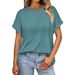 TK2025 European And American Cross-border Spring/summer New Round-neck Casual Solid Color Short-sleeve Loose_ecoleips.com