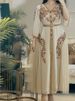 Women's Clothing Spring And Summer New Middle Eastern Women's Independent Station Sexy Chiffon Embroidered Belt Dress_ecoleips.com