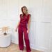 Women's Clothing Women's Solid Color Wide Leg Jumpsuit With Backless Design & Shoulder Pads – Sleeveless, Loose Fit, Elegant & Comfortable For Summer_ecoleips.com