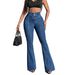 Women's Stretch Flared Jeans – High-Waisted Slimming Patchwork Denim Pants For Spring & Fall_ecoleips.com