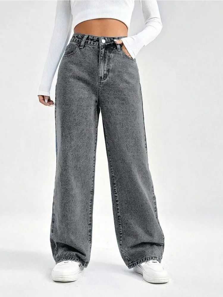 Women’s Tall Flared Jeans – High-Waisted Cotton Denim With Vintage Grey Wash_ecoleips.com
