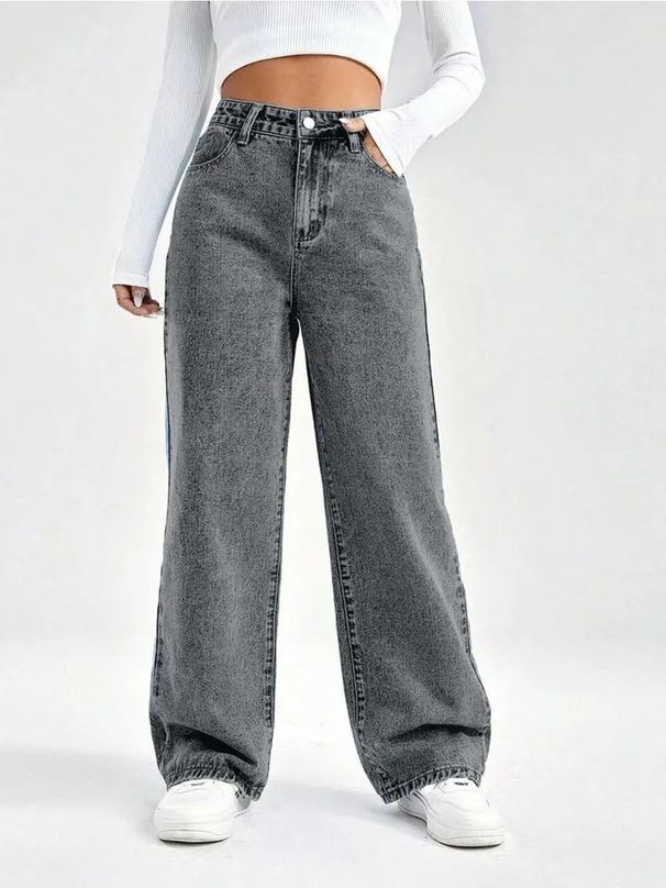 Women’s Tall Flared Jeans – High-Waisted Cotton Denim With Vintage Grey Wash_ecoleips.com