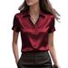 Slim Fit Satin Shirt for Women Elegant Versatile Blouse for Commuters European And American Style Regular Thickness Polyester_ecoleips.com