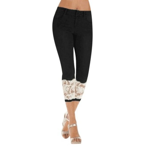 Women's Clothing Smart Creation Lace Hem Capri Jeans For Women Style Thin Elastic Waist Fashion Ladies' Denim_ecoleips.com