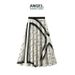 Women's Clothing Pleated Letter Printed Skirt For Women Autumn New Elastic Waist Mid Length Large Swing Umbrella Skirt_ecoleips.com