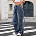Women's Clothing Vintage Washed Multi-Pocket Utility Denim Pants – Oversized Wide-Leg Drawstring Trousers With Distressed Detailing_ecoleips.com