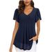 Women's Chiffon Blouse European American Style Petal Shaped Short Sleeves Waist Cinching Top Summer Casual T-Shirt with Pleats 2023_ecoleips.com