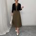 Women's Color Blocked Blazer Skirt Set Spring/Summer New Arrival Simple Two Piece Outfit with Solid Color Skirt_ecoleips.com