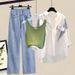 Women's Clothing Summer Suits For Women New Large Size Women's Fashion Sun Protection Clothes Shirt Vest Slim Jeans Three Piece Suit_ecoleips.com
