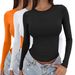 Cross-border Autumn Long-sleeve Tops, Trendy Pullover Round-neck Base Shirt, Slim-fit Women's Clothing 3PC_ecoleips.com