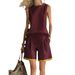 Women's Summer Casual Fashion Sleeveless Color Block Wide Leg Pants Set New European And American Style Trendy Two Piece Cross Border_ecoleips.com