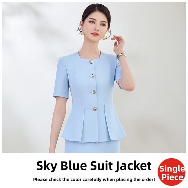 Elegant Style Two Piece Suit Skirt Set Sophisticated Professional Women's Beautician Clothing_ecoleips.com
