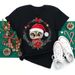 European And American Cross-border Foreign Trade Women's Clothing Christmas Merry Round Neck Printed Ladies Short Sleeve_ecoleips.com