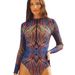 Women's Zippered One Piece Swimsuit European American Sports Style Sunscreen Quick Dry Cover up Skirt Polyester Sexy Vacation Wear_ecoleips.com