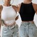 2026 Foreign Trade Women's Spring Summer New Elegant Tassel Vest Short Slim Fit Crop Top_ecoleips.com