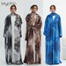 Modest Abaya Dress Elegant Marble Print Scarf & Cardigan Set – Stylish Two-Piece Headscarf With Open Front Knitwear For Women_ecoleips.com
