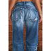 Women's Clothing Denim Trousers Mid Waist Ripped Casual Straight Leg Trousers_ecoleips.com