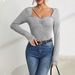 Voya 2026 Cross-Border Women's Clothing Simple Design Square Neck T-Shirt Spring/Summer Slim Fit Versatile Slimming_ecoleips.com